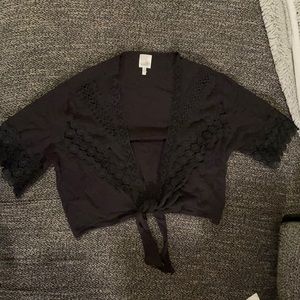 Black tie on front shirt